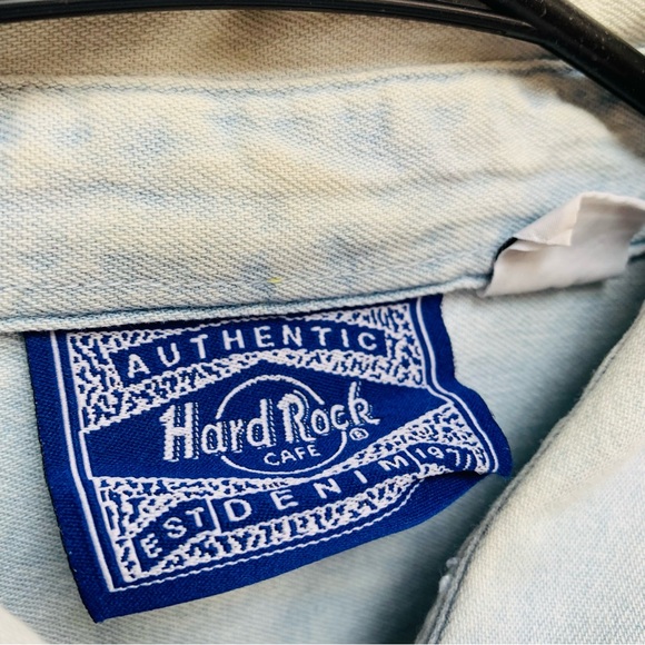 Vintage Hard Rock Cafe NY faded lightweight cotton denim mens size large - Picture 3 of 15